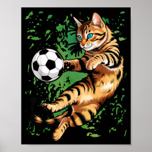 Lustige Katze Fußball-Grafik _1 Poster