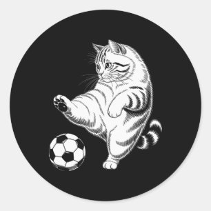 Lustige Katze Fußball Ll Grafik Runder Aufkleber