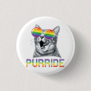 Lustige Katze Gay Pride Regenbogen Sonnenbrille LG Button