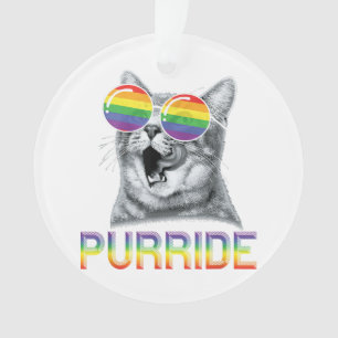 Lustige Katze Gay Pride Regenbogen Sonnenbrille LG Ornament