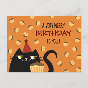 Lustige Katze Geburtstag Postkarte Cupcake Süß