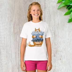 Lustige Katze hält Fisch Cartoon Hungrige Katze T-Shirt