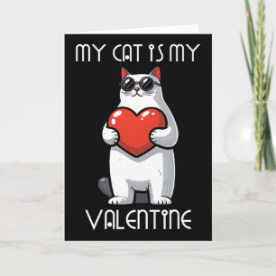Lustige Katze hält Herz für Valentinstag Familie Karte