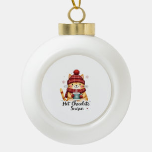 Lustige Katze Heiße Schokolade Saison Frohe Weihna Keramik Kugel-Ornament
