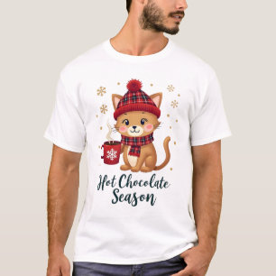 Lustige Katze Heiße Schokolade Saison Frohe Weihna T-Shirt