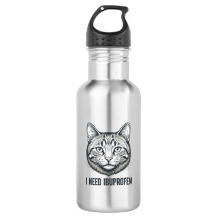 Lustige Katze Ibuprofen Vintage Gravur Design_1 Edelstahlflasche