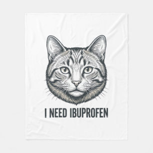 Lustige Katze Ibuprofen Vintage Gravur Design_1 Fleecedecke