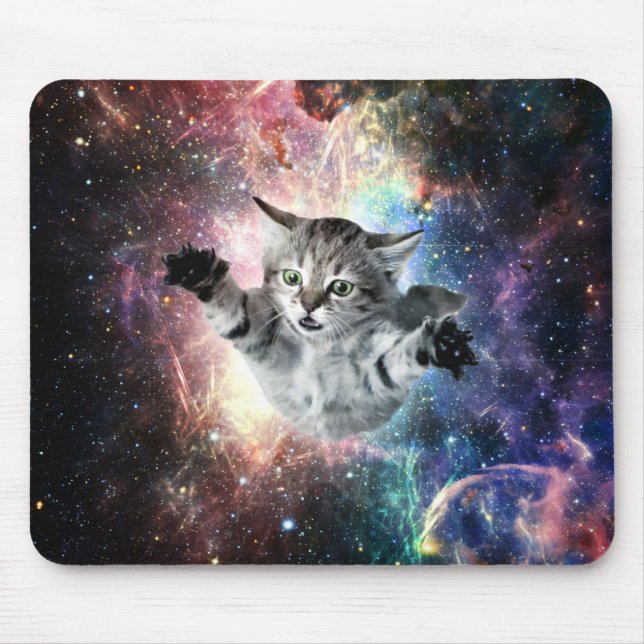 Lustige Katze im Weltraum Mousepad (Vorne)