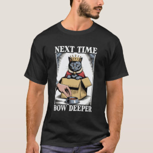 Lustige Katze in der Box verbeugt sich das nächste T-Shirt