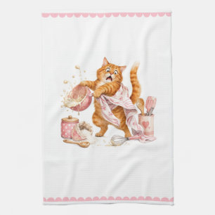 Lustige Katze in der Küche Geschirrtuch
