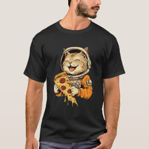 Lustige Katze isst Pizza Astronaut Weltraum Galaxi T-Shirt