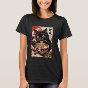 Lustige Katze isst Ramen T-Shirt
