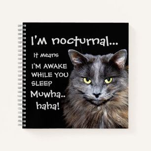 Lustige Katze ist nächtliches böses Lachen  Notizbuch