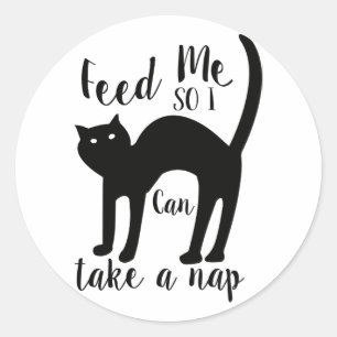Lustige Katze - Katzennapf Kätzchen Schwarze Katze Runder Aufkleber