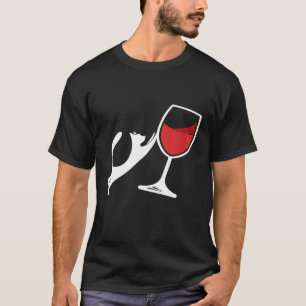 Lustige Katze kippt Weinglas, Katzen- und Weint-Sh T-Shirt