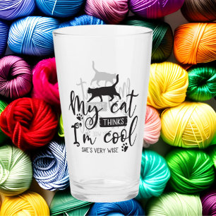 lustige Katze liebt Wortkunst Glas