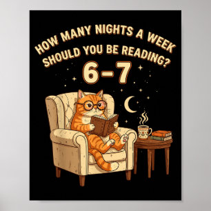 Lustige Katze liest 6-7 Meme Englischlehrer Bücher Poster