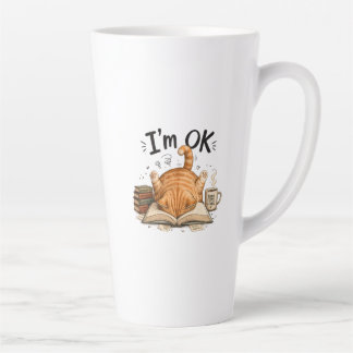 Lustige Katze liest Bücher Kaffeeliebhaber Grafik Milchtasse