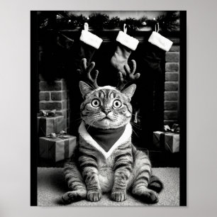 Lustige Katze macht ein Selfie Weihnachten Xmas Py Poster