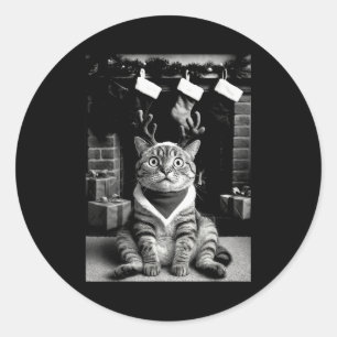 Lustige Katze macht ein Selfie Weihnachten Xmas Py Runder Aufkleber