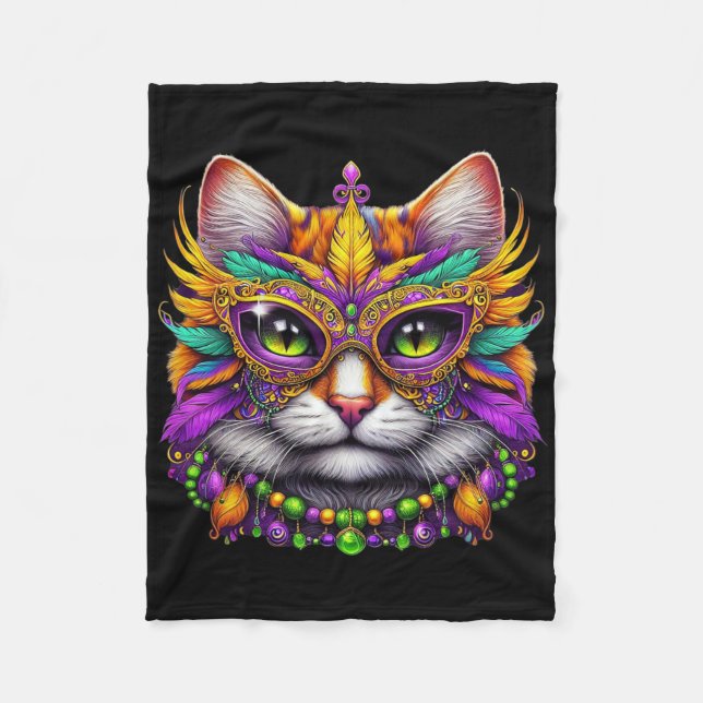 Lustige Katze Mardi Gras Lustiger Mardi Gras Karne Fleecedecke (Vorderseite)