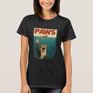 Lustige Katze & Maus Parodie Retro Art Pfoten T-Shirt