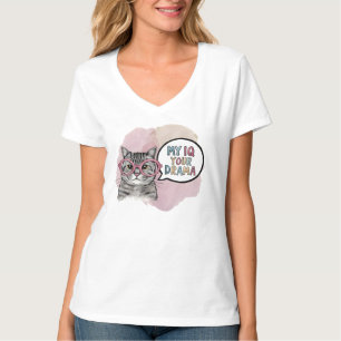 Lustige Katze mit Brille "Mein IQ > Dein Drama" - T-Shirt