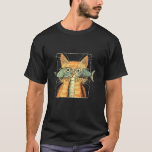 Lustige Katze mit Fischaugen T-Shirt
