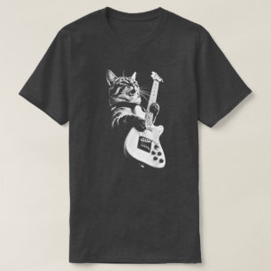 Lustige Katze mit Gitarre - Rockende Gitarrenkatze T-Shirt
