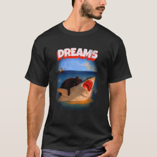Lustige Katze mit großen Träumen, um Hai zu beißen T-Shirt