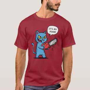 Lustige Katze mit Kettensäge T-Shirt