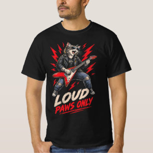 Lustige Katze mit lauten Pfoten, Rock-Gitarrist, K T-Shirt