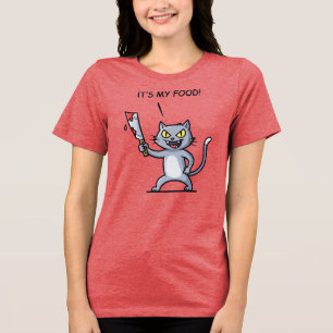 Lustige Katze mit Messer Tri-Blend Shirt