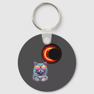 Lustige Katze mit Sonnenbrille beim Beobachten der Schlüsselanhänger