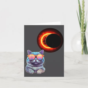 Lustige Katze mit Sonnenbrille beobachtet Sonnenfi Karte