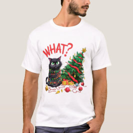 Lustige Katze mit Weihnachtsbaum T-Shirt