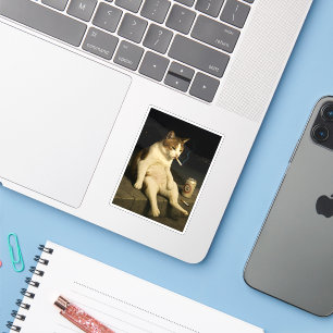 Lustige Katze mit Zigarette Gen Z Meme Aufkleber
