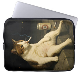 Lustige Katze mit Zigarette Gen Z Meme Laptopschutzhülle