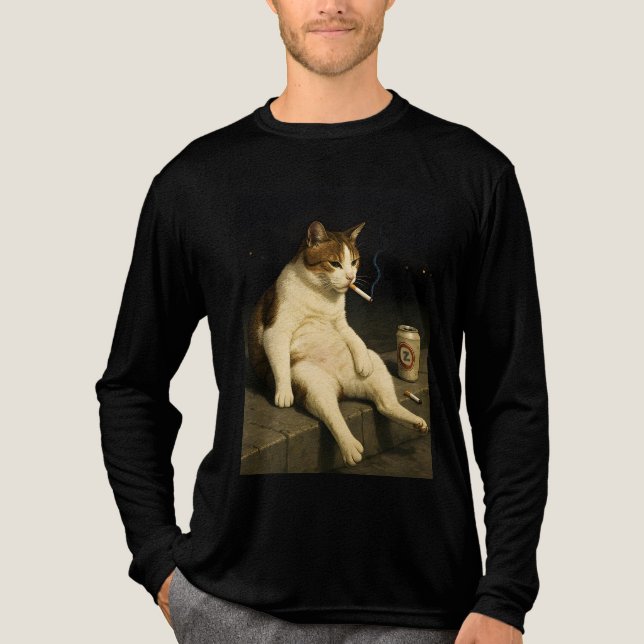 Lustige Katze mit Zigarette Gen Z Meme Tri-Blend Shirt (Vorderseite)
