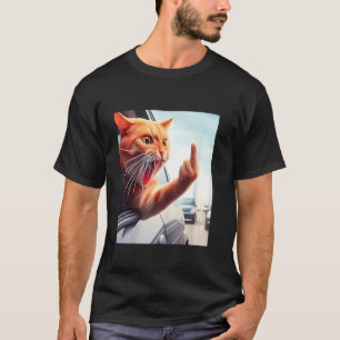 Lustige Katze Mittelfinger Hilarische Katze im Aut T-Shirt