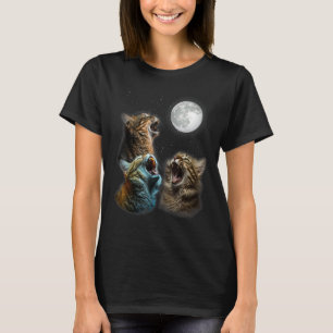 Lustige Katze Mond Drei Katzen Miauen zum Mond - K T-Shirt