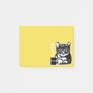 Lustige Katze motiviert durch Kaffee Post-it Klebezettel