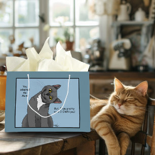 Lustige Katze Muttertag Graue Katze Blau Große Geschenktüte