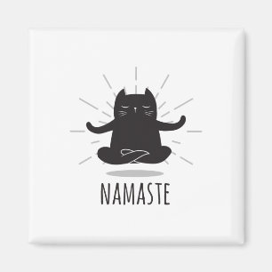 Lustige Katze Namaste Yoga-Posen Buddha-Blumen-Sym Magnet