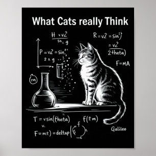 Lustige Katze Physik Humor Design Was Katzen Wirkl Poster