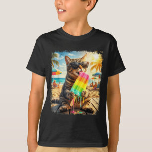 Lustige Katze Popsicle Sommer Tier Sonnenbrille Me T-Shirt