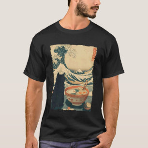 Lustige Katze Ramen Große Welle vor Kanagawa Kunst T-Shirt