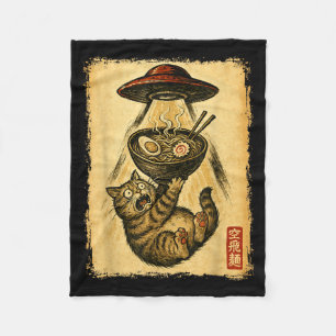 Lustige Katze Ramen Ufo Für Männer Frauen Teenager Fleecedecke