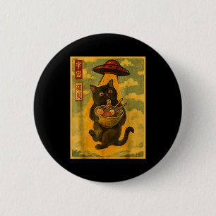 Lustige Katze Ramen Ufo japanischer Anime für Männ Button