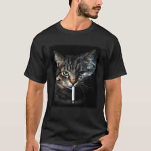 Lustige Katze raucht Zigaretten-Tabby-Katze-Meme V T-Shirt